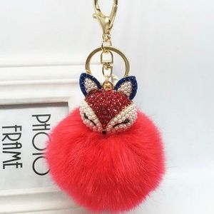 Red Doll Purse Charm Keychain Faux Fur New